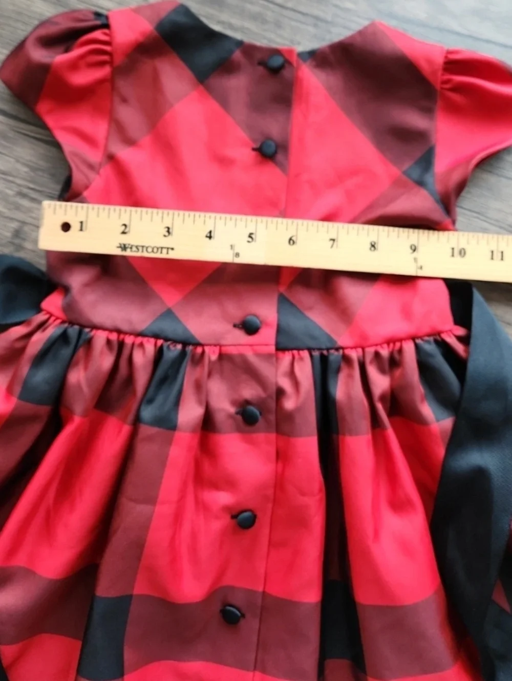 Ralph Lauren 24M Red Buffalo Plaid Taffeta Holiday Dress Black Grosgrain Sash